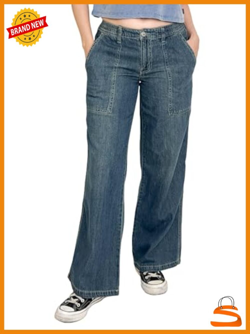 Vintage Wide Leg Denim Carpenter Pants 4 Pockets